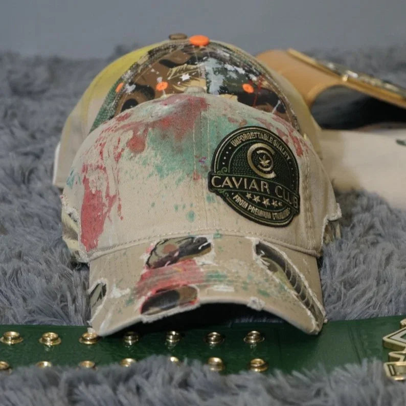"War-Torn Luxe" Cap – Caviar Club™ Distressed Heritage Edition