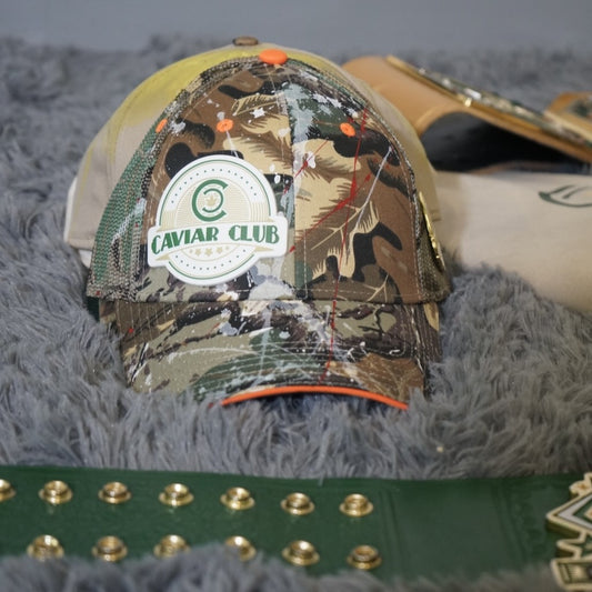 “Hunt Club” Camo Cap – Caviar Club™ Backwoods Royale Edition
